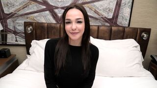 Wow this teen has beautiful 32DD natural titties. She is brand new to porn. Watch her get creampied!